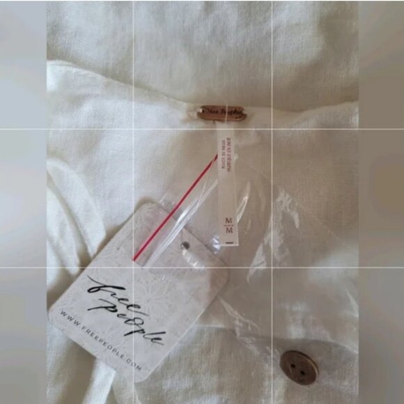 Free People NWT Ivory Embroidered Set Wide Leg Linen Blend Pants & Top - Picture 7 of 11